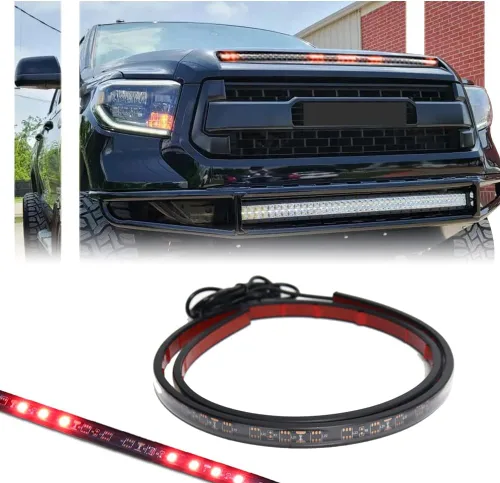 Miniatura 8 de Tira de luces LED flexible de color blanco 63-SMD para moldura del capó de Toyota Tundra 2014-2021, impermeable, 12V 63-SMD Blanco