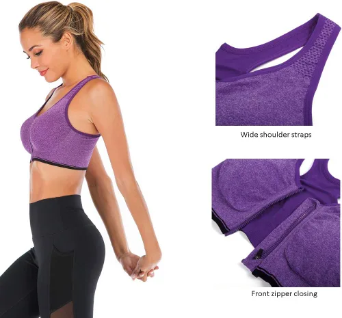 Miniatura 2 de YEYELE Medium Support and Removable Pad Tank Top Racerback Post Surgery Sports Bras for Women