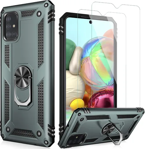 Miniatura 20 de LUMARKE Funda para Galaxy A51 4G con protector de pantalla, supera los 16 pies, probada en caídas, de grado militar, con soporte de anillo Rojo