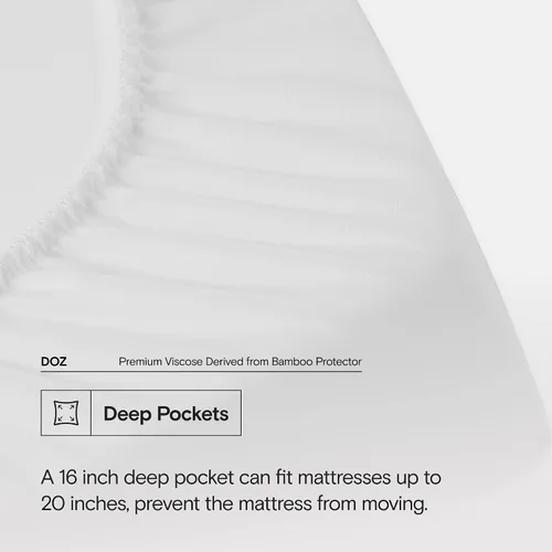 Miniatura 4 de DOZ - Protector de colchón, 100% viscosa derivada de la superficie de bambú, funda de colchón de tela de aire 3D, 100% impermeable, ultra suave, sin