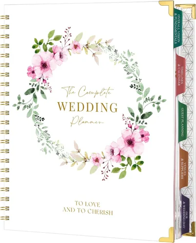Miniatura 9 de Agenda de boda – Libro de planificación de boda y organizador para la novia con 5 secciones con pestañas, 12 x 9 pulgadas, tapa dura con esquina