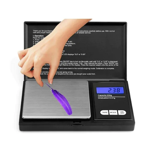 Miniatura 2 de Báscula digital de bolsillo LCD de 7.05 oz x 0.00 oz, báscula de peso de precisión de gramo de oro, báscula de alimentos, báscula de cocina
