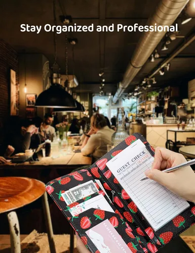Miniatura 8 de Libreta para servidores con bolsillo con cremallera y cierre magnético, libreta de servidor, libro para camarera, libro de servicio con bolsillo