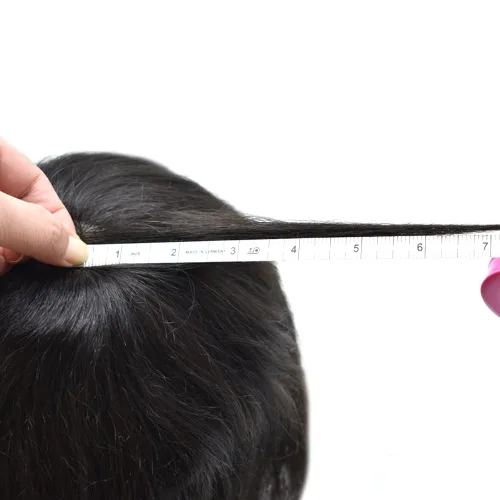 Miniatura 6 de Toupee para hombres Cabello humano Toupee Hombres Hairpiece Poly Thin Skin Mens Hair System Hair Pieces Sistema de reemplazo para hombre Protesis
