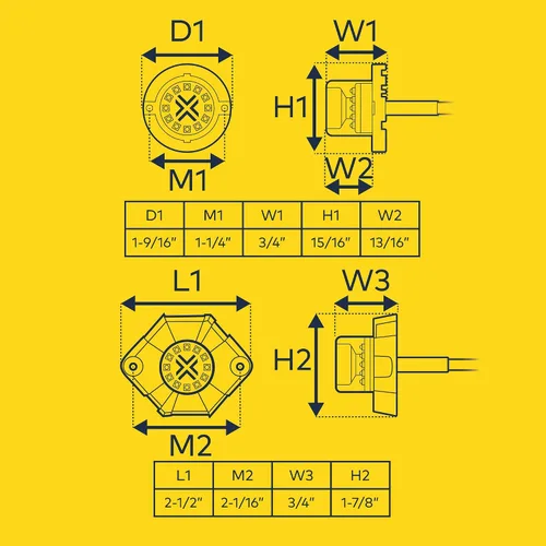 Miniatura 7 de Lamphus SnakeEye III Ámbar 12W LED Luz Estroboscópica Oculta [Montaje Cónico de Faro / Luz Trasera] [Clasificación SAE] Luz de Emergencia
