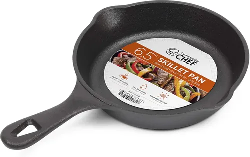 Miniatura 11 de Commercial CHEF Juego de sartenes de hierro fundido de 3 piezas, 6 pulgadas, 8 pulgadas y 10 pulgadas, utensilios de cocina de hierro fundido