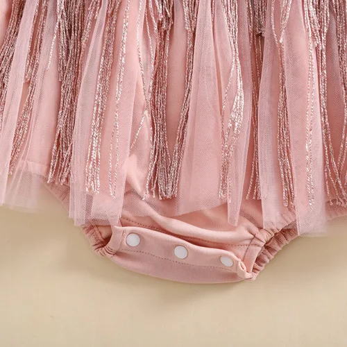 Miniatura 42 de Sasaerucure Traje de verano para bebé niña, sin mangas, mameluco de encaje tutú, mameluco de una pieza con volantes