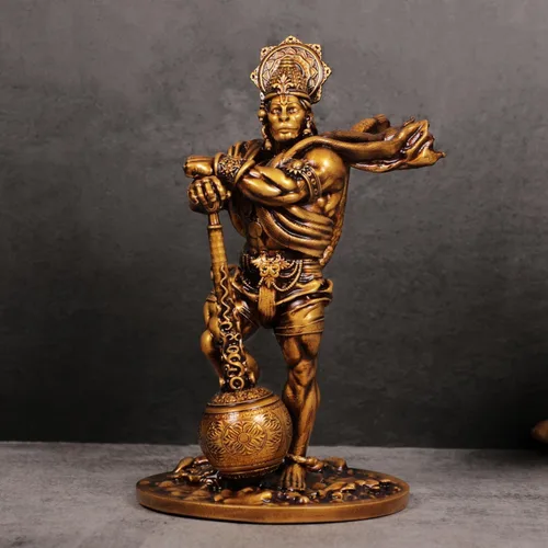 Artarium Gran estatua de Hanuman Bahubali de 7.5 pulgadas, ídolo de Lord Hanuman, Bajrang Bali Murti, polvo de mármol y resina hindú figura de Dios