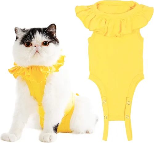 Miniatura 12 de Traje de recuperación para gatos para heridas abdominales y enfermedades de la piel, camisa quirúrgica transpirable de recuperación después