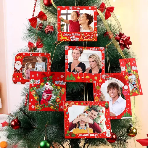 Miniatura 7 de Zonon 30 marcos de fotos de Navidad, marcos de fotos familiares, adornos colgantes para árbol de Navidad, fiesta de Año Nuevo, mejores deseos