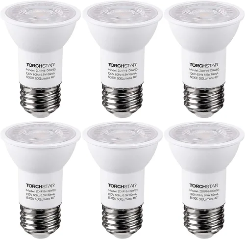 Miniatura 9 de TORCHSTAR Bombilla LED PAR16, Luz de Foco Regulable Certificada por UL, Ángulo de Haz de 40°, Foco de Riel de 500LM, Bombillas de Luz de Riel Blanco