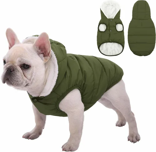 Miniatura 10 de SAWMONG Abrigo de invierno impermeable para perro, chaqueta cálida con forro polar para perro con capucha, abrigo resistente al viento, chaleco