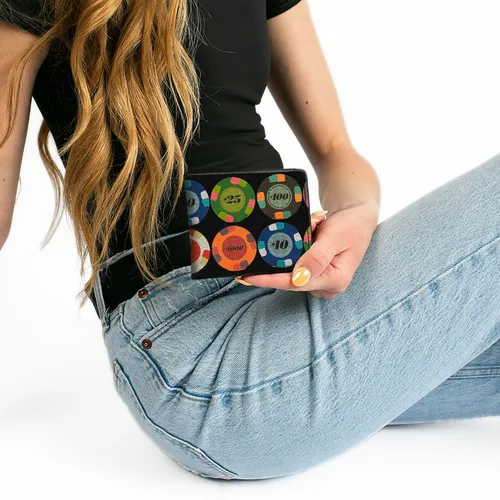 Miniatura 7 de Buckle-Down Billetera plegable de PU para hombre, fichas de póquer 1, multicolor, 4.0" x 3.5", Varios