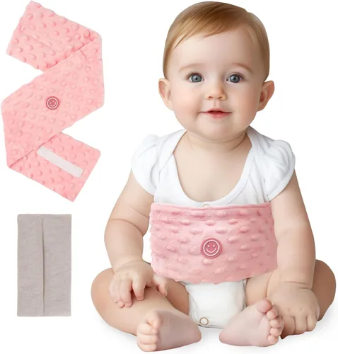 Miniatura 8 de Alivio de cólicos y gases para recién nacidos y bebés, venda caliente de semillas de lino para el vientre, cinturón de envoltura para bebé