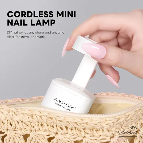 Miniatura 9 de PEACECOLOR Mini luz U V para uñas de gel, lámpara de uñas U V, secador de uñas, 2 modos de temporizador, lámpara LED de secado rápido para esmalte