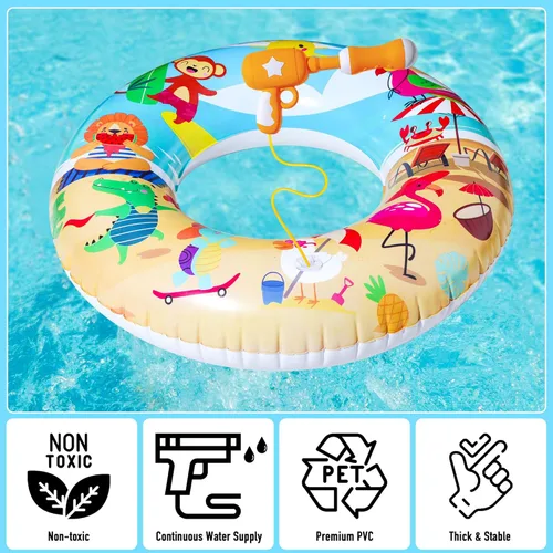 Miniatura 5 de Parentswell Juego de fiesta en la piscina – Anillos inflables de natación para piscina, tubos de piscina con pistolas de agua y pelota de playa