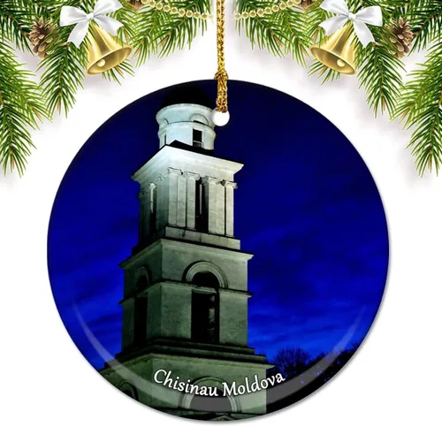 Miniatura 3 de China Yellow Crane Tower Wuhan Adornos de Navidad para árbol Colgante de cerámica Decoración de ornamento de doble cara Regalos de Navidad Recuerdos