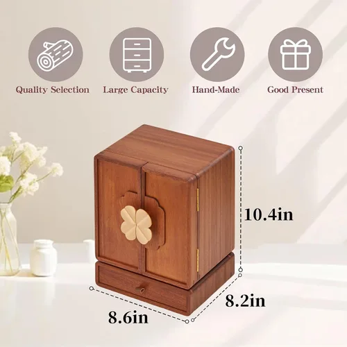Miniatura 5 de Joyero de madera para mujer, organizador con cajones, organizador de almacenamiento de joyas para aretes, anillos, collares, pulseras