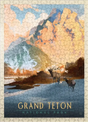 Miniatura 8 de MyPuzzle Grand Teton National Park: Winter Hush, Vintage Poster - Rompecabezas prémium de 100 piezas para adultos