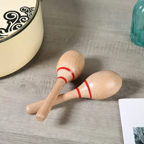 Miniatura 7 de Maracas, Profesional de madera Rumba Shakers mano percusión sonajeros instrumento musical latino con ritmo claro de salsa para adultos niños fiesta