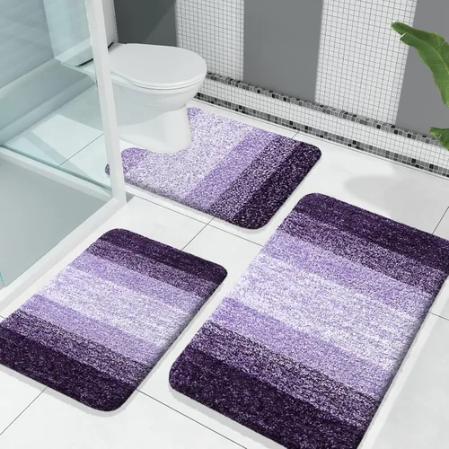 Miniatura 50 de OLANLY Juego de alfombras de baño de 3 piezas, alfombras de baño de microfibra suave y absorbente y alfombra de inodoro de contorno en forma de U