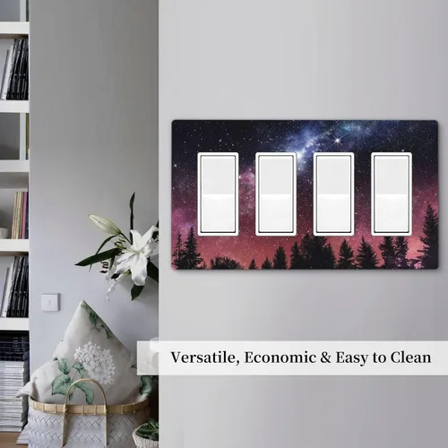 Miniatura 703 de Cubiertas de placa de pared de 3 gang con interruptor de luz de triple palanca, en negro y dorado con esplendor de oro rosa, estampado floral
