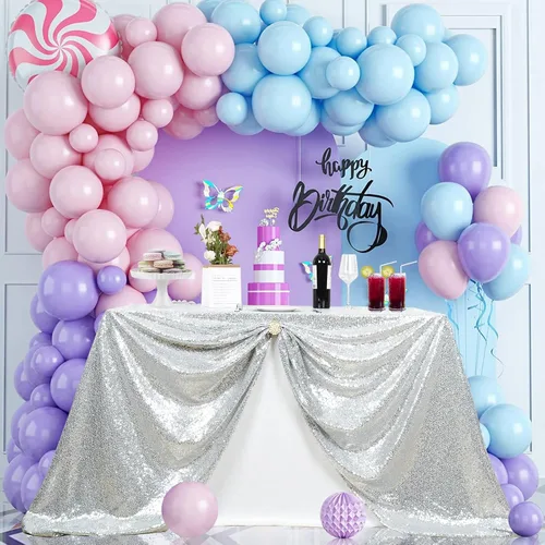 Miniatura 137 de PartyDelight Mantel de lentejuelas redondo de 50 pulgadas, color dorado claro, adorno de mesa para decoración de bodas, fiestas, cumpleaños