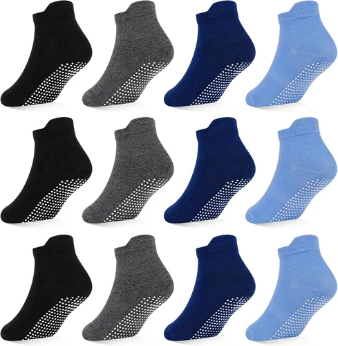 Miniatura 15 de SkiBeaut 12 pares de calcetines antideslizantes para niños y niñas con agarres, calcetines antideslizantes para niños pequeños de 1 a 7 años
