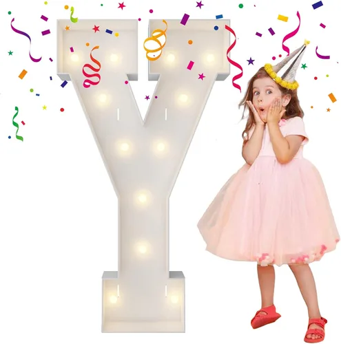 Miniatura 24 de Letras iluminadas con marco de 3 pies de alto, letras enormes con marco, marco de globos en mosaico, letra grande para decoraciones de compromiso