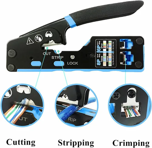 Miniatura 4 de Gaobige Kit de herramientas de red, Cat6 Cat5e Cat5 Herramienta de prensado RJ45 Kit de herramientas de crimpado, Pass Through rj45 Crimper, Wire