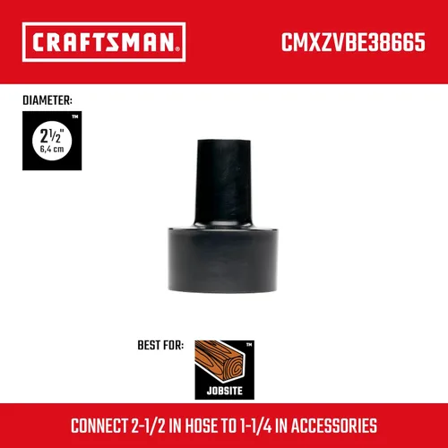 Miniatura 2 de CRAFTSMAN CMXZVBE38665 - Adaptador de 2-1/2 a 1-1/4 pulgadas, accesorio para aspiradora en seco y húmedo, accesorio de aspiradora de grado