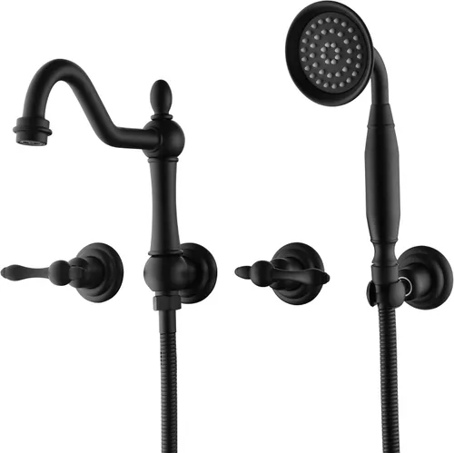Miniatura 10 de sumerain Grifo de bañera de montaje en pared, relleno de bañera de níquel cepillado, centro de 8 pulgadas