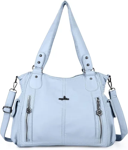 Miniatura 18 de Angel Kiss Bolsos para mujer con tiras en la parte superior, bolso estilo Hobo, bolsas de hombro espaciosas y casuales, cartera estilo Tote de PU