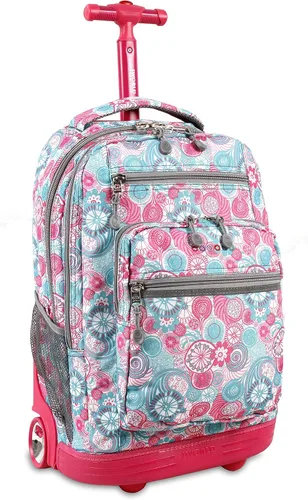 Miniatura 11 de J World Sundance Mochila Rodante para Laptop para Niñas y Niños. Mochila Escolar con Ruedas, Rombos negro, 20 pulgadas