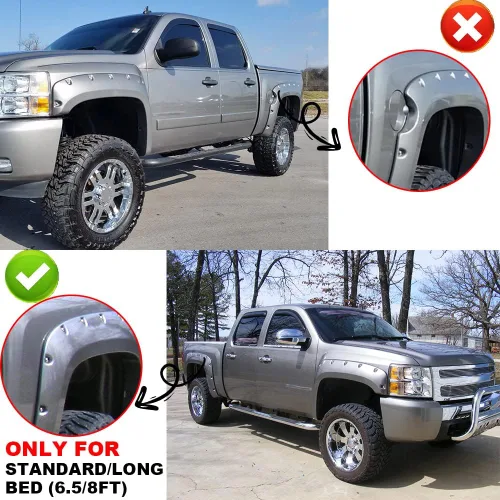 Miniatura 4 de PIT66 Guardabarros para guardabarros, compatible con Chevy Silverado 1500/2014 Silverado 2500HD 3500HD Fleetside New Body de 6.5 pies/8 pies