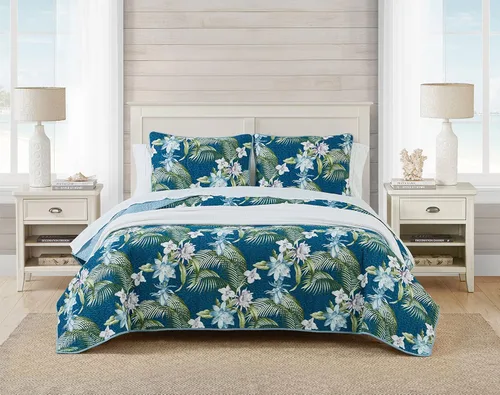 Miniatura 6 de Tommy Bahama - Juego de colcha tamaño Queen, ropa de cama reversible de algodón con fundas a juego, juego de ropa de cama transpirable para todas