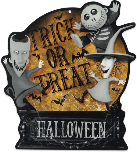 Miniatura 13 de Disney Haunted Mansion - Letrero de metal con texto en inglés «Beware of Hitchhiking Ghosts» – Decoración de pared de mansión embrujada espeluznante