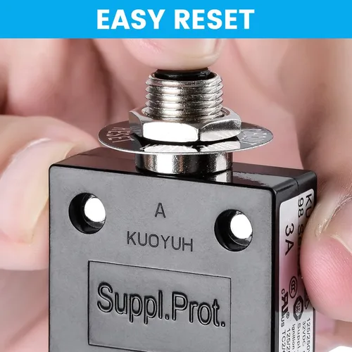 Miniatura 2 de Interruptor de botón pulsador de 3 amperios, probador de fusibles briidea Restablecimiento manual 32V, protección de bajo voltaje