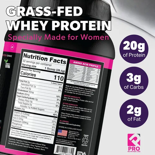 Miniatura 5 de Her Natural Whey- Proteína en polvo para mujeres para bajar de peso y para apoyar la masa muscular magra – bajo en carbohidratos – sin gluten – rBGH