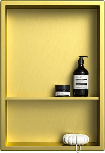 Miniatura 16 de Nicho de ducha de acero inoxidable de 24 x 12 pulgadas, cepillado, no necesita azulejos, nicho de pared con estantes dobles, estante de ducha
