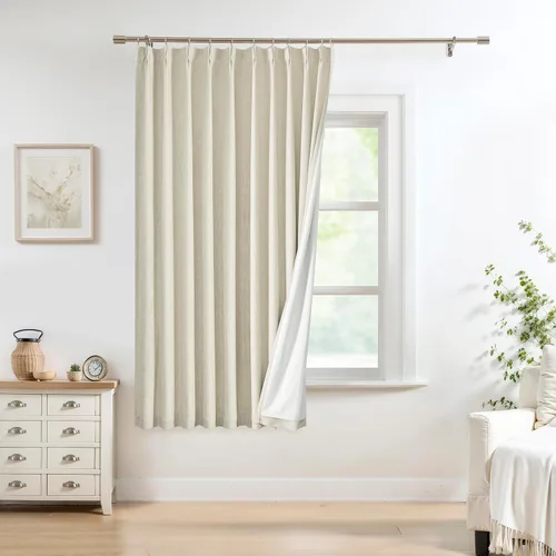 Miniatura 31 de Central Park Paneles de cortinas plisadas opacas con textura de lino, con aislamiento térmico y pestaña trasera, para sala de estar o dormitorio