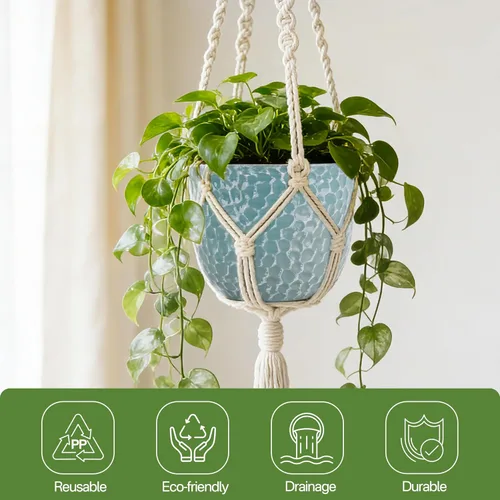 Miniatura 3 de Worth Juego de 6 macetas redondas de plástico para jardín de 8 pulgadas para plantas de interior, macetas de resina para exteriores, coloridas