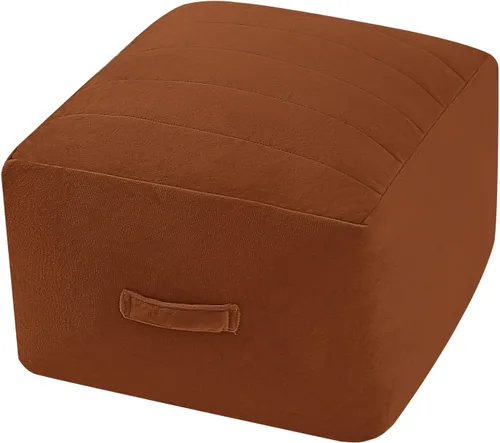 Miniatura 14 de MeMoreCool Puf Otomano Cuadrado Relleno Reposapiés, Puf de Suelo Reposapiés con Relleno de Trozos de Espuma, Otomano Relleno Suave Reposapiés