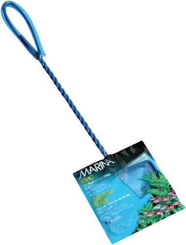 Marina Red de nailon fino azul de 3 pulgadas con mango de 10 pulgadas, herramienta de mantenimiento de acuario, azul, 11273