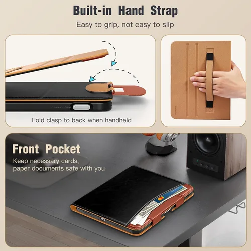 Miniatura 7 de MoKo Funda para iPad A16 de 11 pulgadas, funda para iPad de 11ª/10ª generación (2025/2022) con soporte para lápices y bolsillo, funda con soporte
