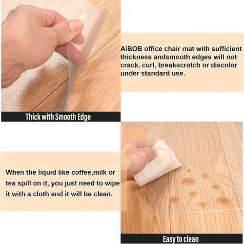 Miniatura 4 de AiBOB Tapete para silla para suelo de madera dura, 36 x 48 pulgadas, tapete para silla de escritorio para suelos de madera y azulejos, tapetes