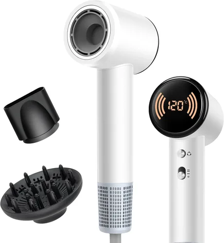 Miniatura 8 de Secador de pelo difusor, secador de pelo iónico de viaje con motor de alta velocidad de 110000 RPM para secado rápido, 1600 W, bajo ruido y ligero