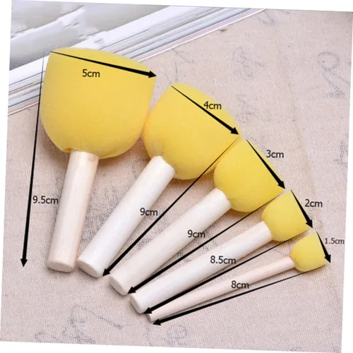 Miniatura 2 de EXCEART Juego de 40 pinceles de pintura para niño y niña, herramientas redondas para grafiti, manualidades, proyectos de arte, esponja ligera que