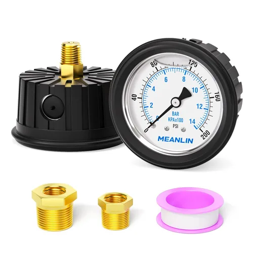 Miniatura 40 de MEANLIN MEASURE - Manómetro de acero inoxidable, relleno de líquido, esfera con cara de 2.5 pulgadas, NPT de 1/4 de pulgada, agua, aceite y gas