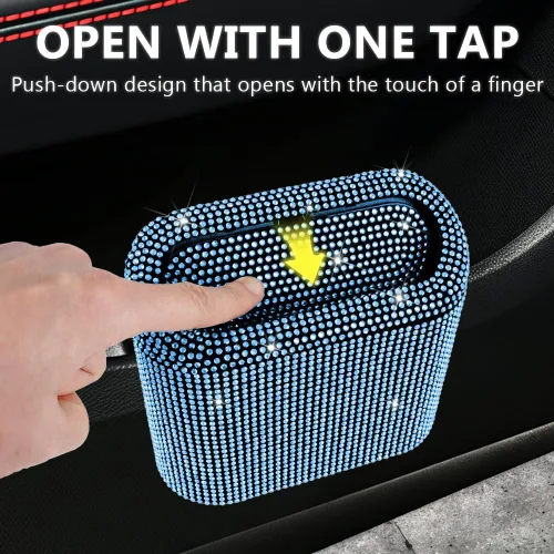 Miniatura 2 de eing Cubo de basura para automóvil con tapa, mini cubo de basura para vehículos, organizador de basura para automóvil, contenedor de basura